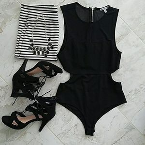 Charlotte Russe sheer panel cutout bodysuit